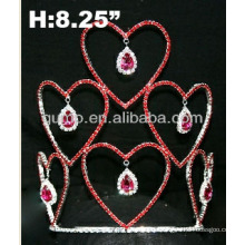 Rote Herzrhinestone-Tiara-Krone